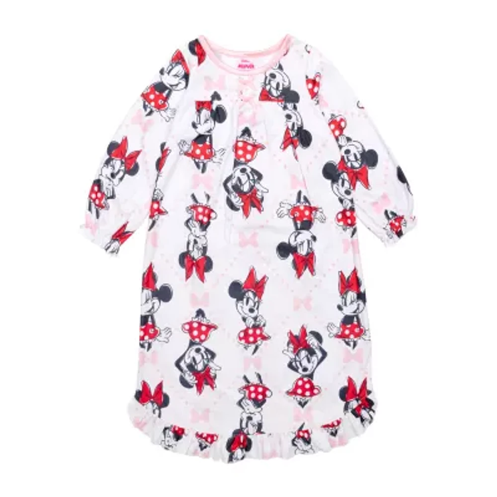 Disney Collection Toddler Girls Minnie Mouse Crew Neck Long Sleeve Nightgown