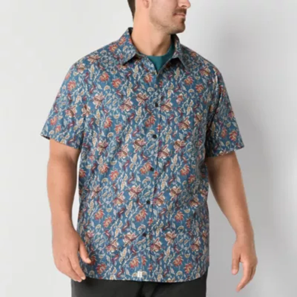 mutual weave Big and Tall Mens Classic Fit Short Sleeve Floral Button-Down Shirt