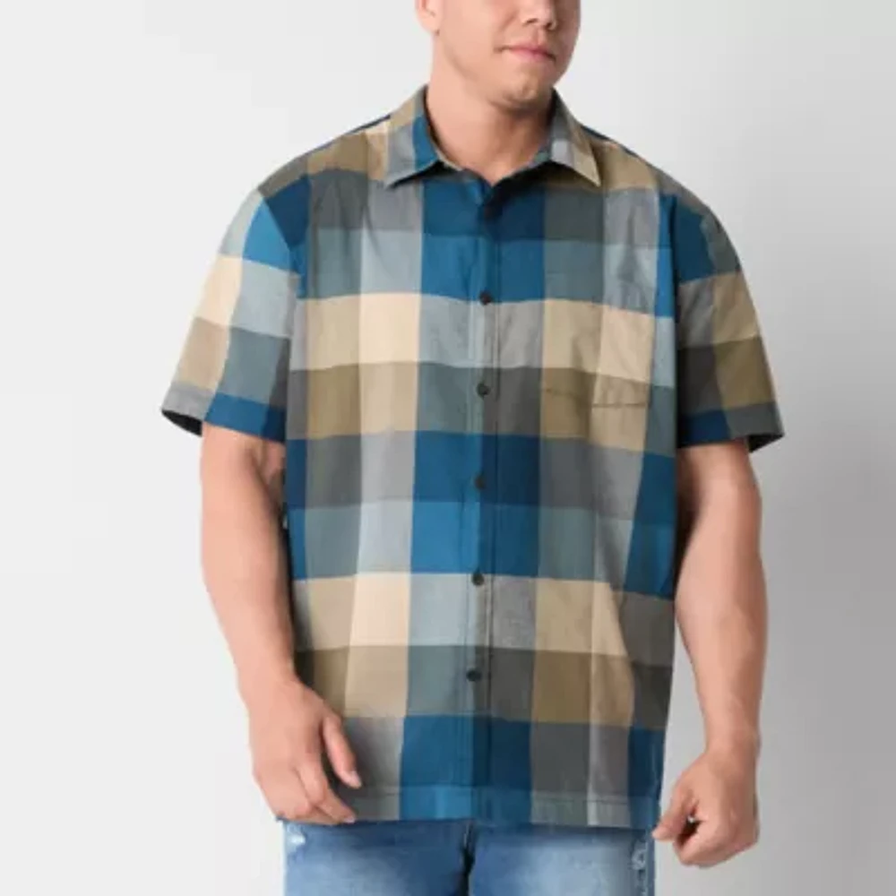 mutual weave Big and Tall Mens Classic Fit Short Sleeve Plaid Button-Down Shirt