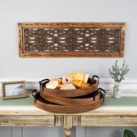 Northlight Acacia Wood With Metal Handles 3-pc. Decorative Tray