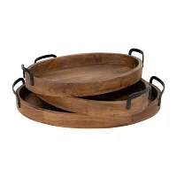 Northlight Acacia Wood With Metal Handles 3-pc. Decorative Tray