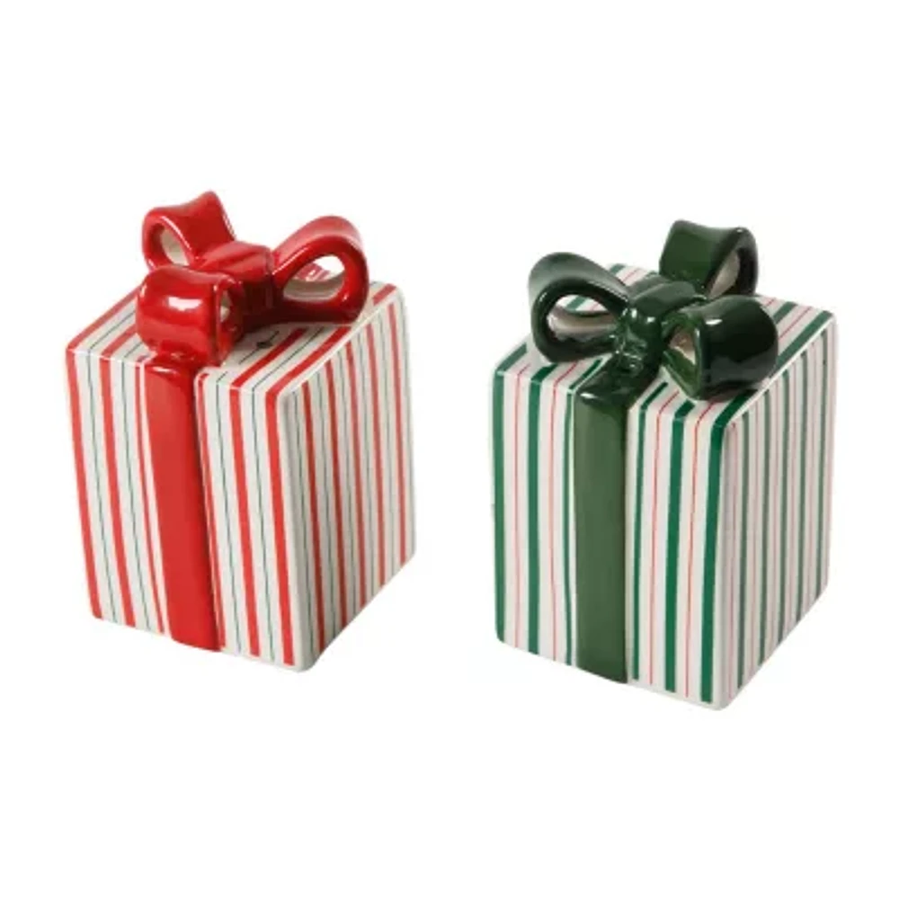 Martha Stewart Festive Bow Ceramic Salt + Pepper Shakers