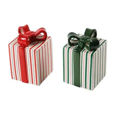 Martha Stewart Festive Bow Ceramic Salt + Pepper Shakers