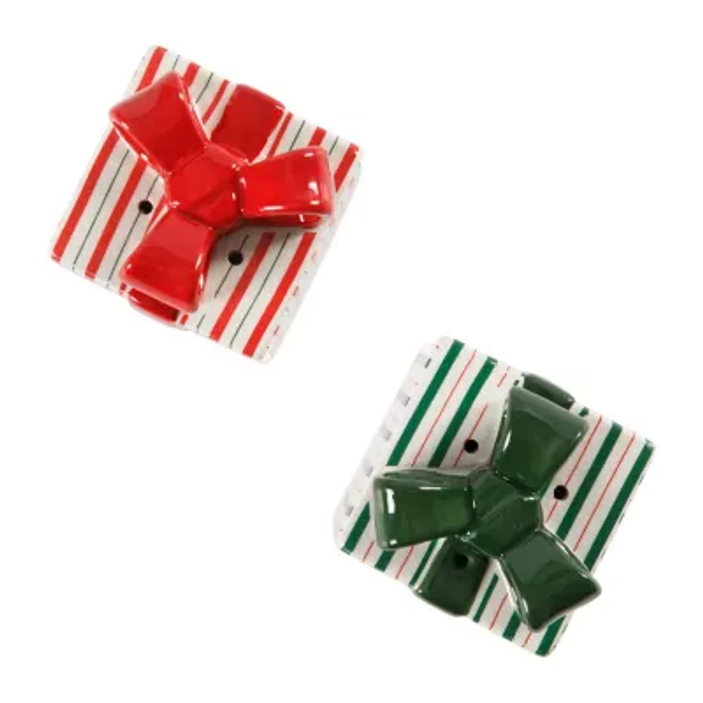 Martha Stewart Festive Bow Ceramic Salt + Pepper Shakers