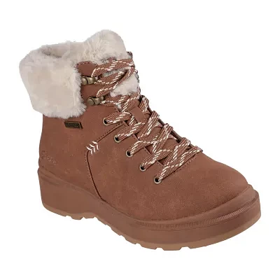 Skechers Womens Park City Flat Heel Lace Up Boots