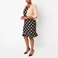 Maya Brooke Womens Dots Jacket Dress