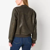 a.n.a Womens Faux Leather Midweight Bomber Jacket