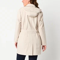 Liz Claiborne Womens Belted Lightweight Softshell Trench Jacket