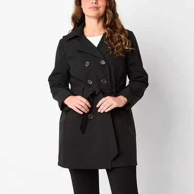 Liz Claiborne Womens Belted Lightweight Softshell Trench Jacket