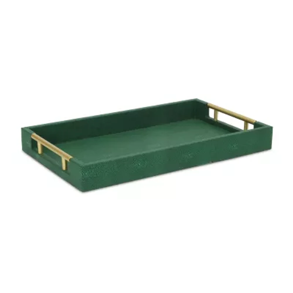 Cheungs Green Faux Shagreen Rectangular Decorative Tray