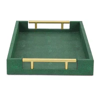 Cheungs Green Faux Shagreen Rectangular Decorative Tray