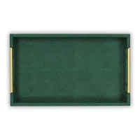 Cheungs Green Faux Shagreen Rectangular Decorative Tray