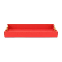 Cheungs Red Faux Shagreen Rectangular Decorative Tray