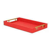 Cheungs Red Faux Shagreen Rectangular Decorative Tray