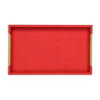 Cheungs Red Faux Shagreen Rectangular Decorative Tray