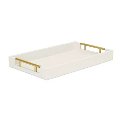 Cheungs White Faux Snakeskin Rectangular Decorative Tray
