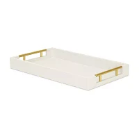 Cheungs White Faux Snakeskin Rectangular Decorative Tray