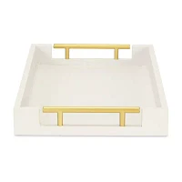 Cheungs White Faux Snakeskin Rectangular Decorative Tray