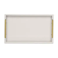 Cheungs White Faux Snakeskin Rectangular Decorative Tray