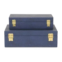 Cheungs Navy Blue Faux Shagreen Rectangular 2-pc. Decorative Box