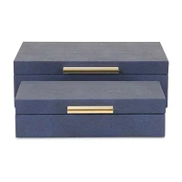 Cheungs Navy Blue Faux Shagreen Rectangular 2-pc. Decorative Box