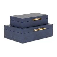 Cheungs Navy Blue Faux Shagreen Rectangular 2-pc. Decorative Box