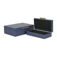 Cheungs Navy Blue Faux Shagreen Rectangular 2-pc. Decorative Box