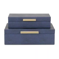 Cheungs Navy Blue Faux Shagreen Rectangular 2-pc. Decorative Box