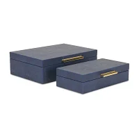 Cheungs Navy Blue Faux Shagreen Rectangular 2-pc. Decorative Box