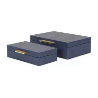 Cheungs Navy Blue Faux Shagreen Rectangular 2-pc. Decorative Box