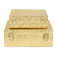 Cheungs Gold Faux Snakeskin Square 2-pc. Decorative Box