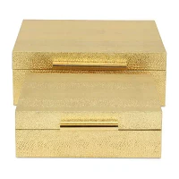 Cheungs Gold Faux Snakeskin Square 2-pc. Decorative Box