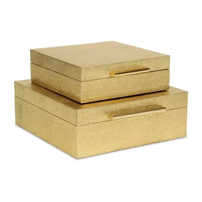 Cheungs Gold Faux Snakeskin Square 2-pc. Decorative Box