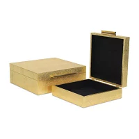 Cheungs Gold Faux Snakeskin Square 2-pc. Decorative Box