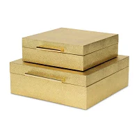 Cheungs Gold Faux Snakeskin Square 2-pc. Decorative Box