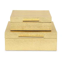 Cheungs Gold Faux Snakeskin Square 2-pc. Decorative Box