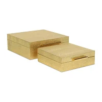 Cheungs Gold Faux Snakeskin Square 2-pc. Decorative Box