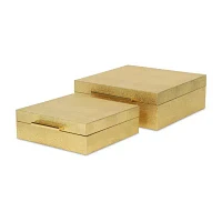 Cheungs Gold Faux Snakeskin Square 2-pc. Decorative Box