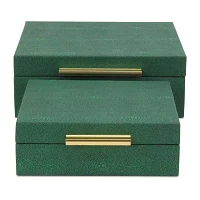 Cheungs Green Faux Shagreen Square 2-pc. Decorative Box