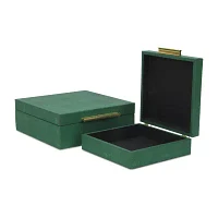 Cheungs Green Faux Shagreen Square 2-pc. Decorative Box