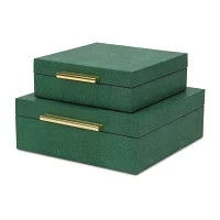 Cheungs Green Faux Shagreen Square 2-pc. Decorative Box