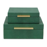 Cheungs Green Faux Shagreen Square 2-pc. Decorative Box