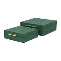 Cheungs Green Faux Shagreen Square 2-pc. Decorative Box