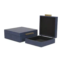 Cheungs Navy Blue Faux Shagreen Square 2-pc. Decorative Box