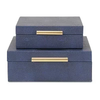 Cheungs Navy Blue Faux Shagreen Square 2-pc. Decorative Box