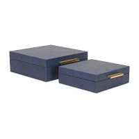 Cheungs Navy Blue Faux Shagreen Square 2-pc. Decorative Box