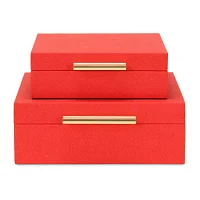 Cheungs Red Faux Shagreen Square 2-pc. Decorative Box