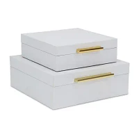 Cheungs White Faux Snakeskin Square 2-pc. Decorative Box