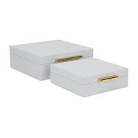 Cheungs White Faux Snakeskin Square 2-pc. Decorative Box