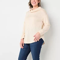 St. John's Bay Womens Cowl Neck Long Sleeve Tunic Top